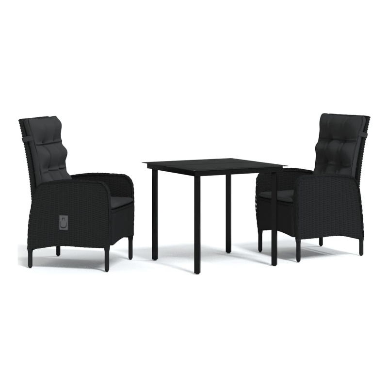 Afuera Living Contemporary Synthetic Poly Rattan Garden Dining Set in Black
