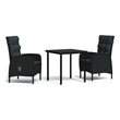 Afuera Living Contemporary Synthetic Poly Rattan Garden Dining Set in Black