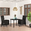 Afuera Living Contemporary Synthetic Poly Rattan Garden Dining Set in Black