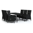 Afuera Living Contemporary Synthetic Poly Rattan Garden Dining Set in Black