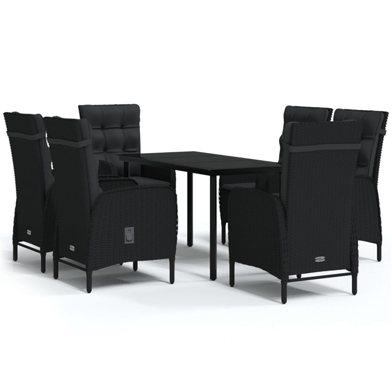 Afuera Living Contemporary Synthetic Poly Rattan Garden Dining Set in Black