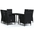 Afuera Living Contemporary Synthetic Poly Rattan Garden Dining Set in Black
