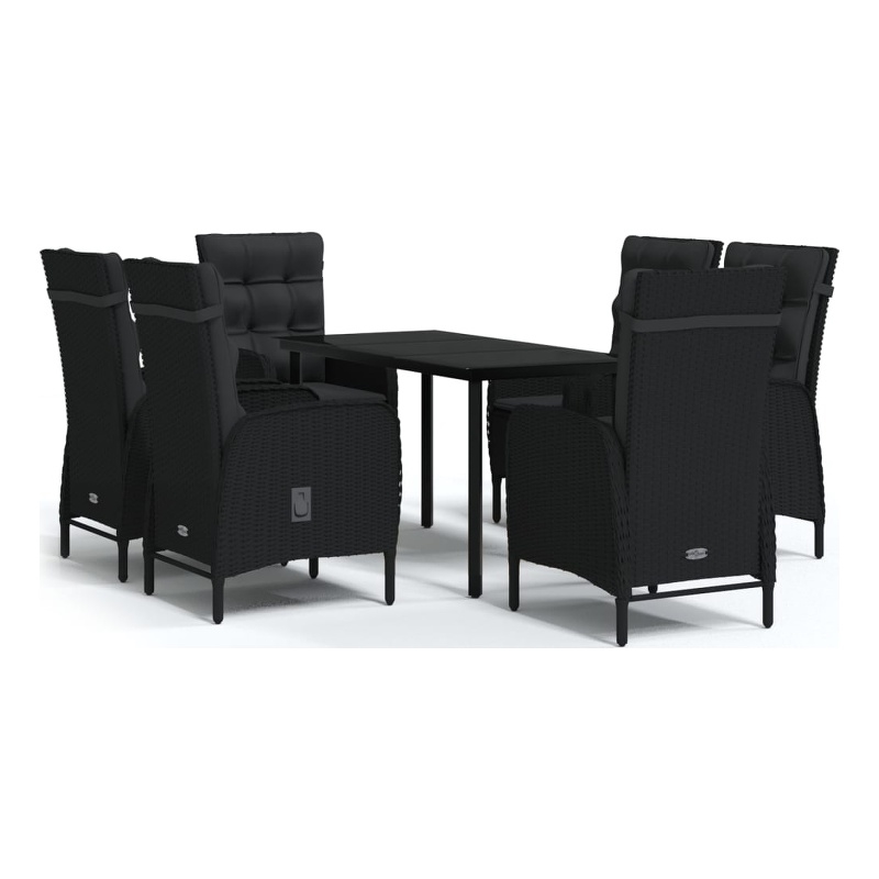 Afuera Living Contemporary Synthetic Poly Rattan Garden Dining Set in Black