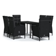 Afuera Living Contemporary Synthetic Poly Rattan Garden Dining Set in Black