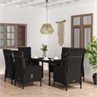 Afuera Living Contemporary Synthetic Poly Rattan Garden Dining Set in Black