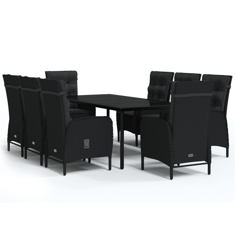 Afuera Living Contemporary Garden Dining Set in Powder-Coated Black