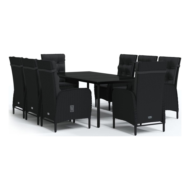 Afuera Living Contemporary Garden Dining Set in Powder-Coated Black