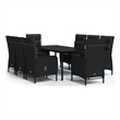 Afuera Living Contemporary Garden Dining Set in Powder-Coated Black