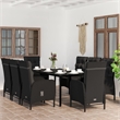 Afuera Living Contemporary Garden Dining Set in Powder-Coated Black