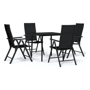 Afuera Living Contemporary Garden Dining Set in Powder-Coated Black