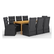 Afuera Living Contemporary Synthetic Poly Rattan Garden Dining Set in Black