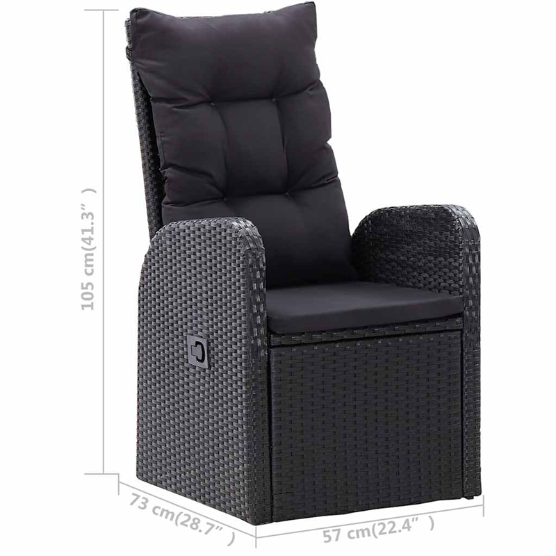 Afuera Living Contemporary Synthetic Poly Rattan Garden Dining Set in Black