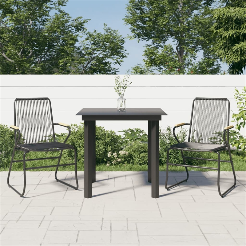 Afuera Living Contemporary Synthetic PVC Garden Dining Set in Black