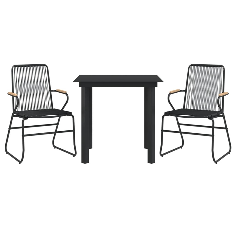 Afuera Living Contemporary Synthetic PVC Garden Dining Set in Black
