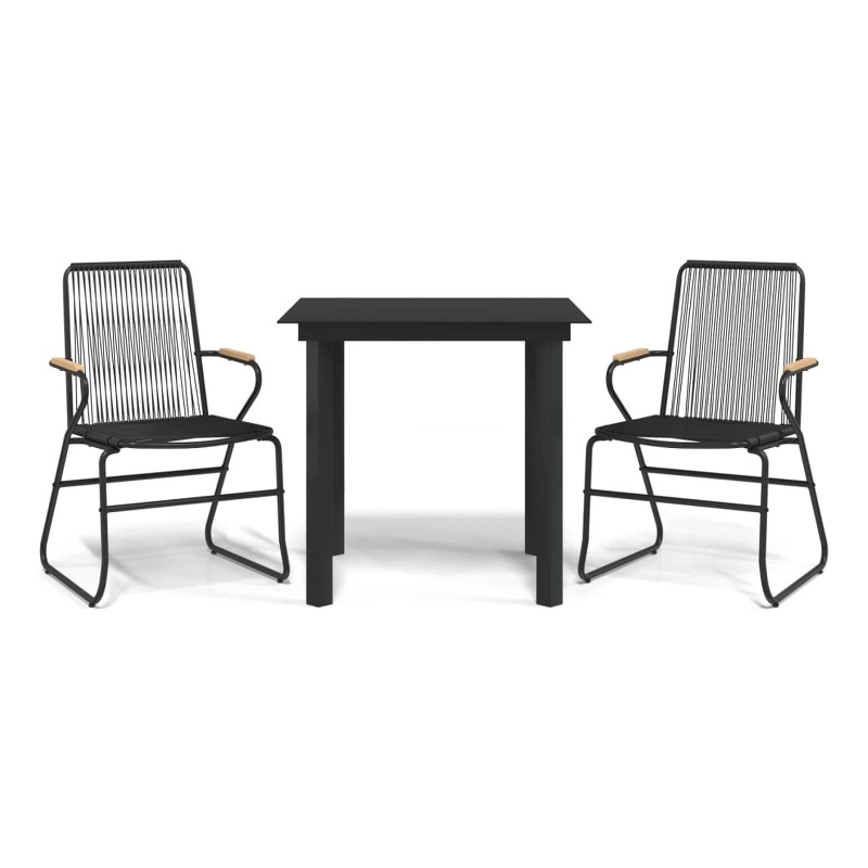 Afuera Living Contemporary Synthetic PVC Garden Dining Set in Black