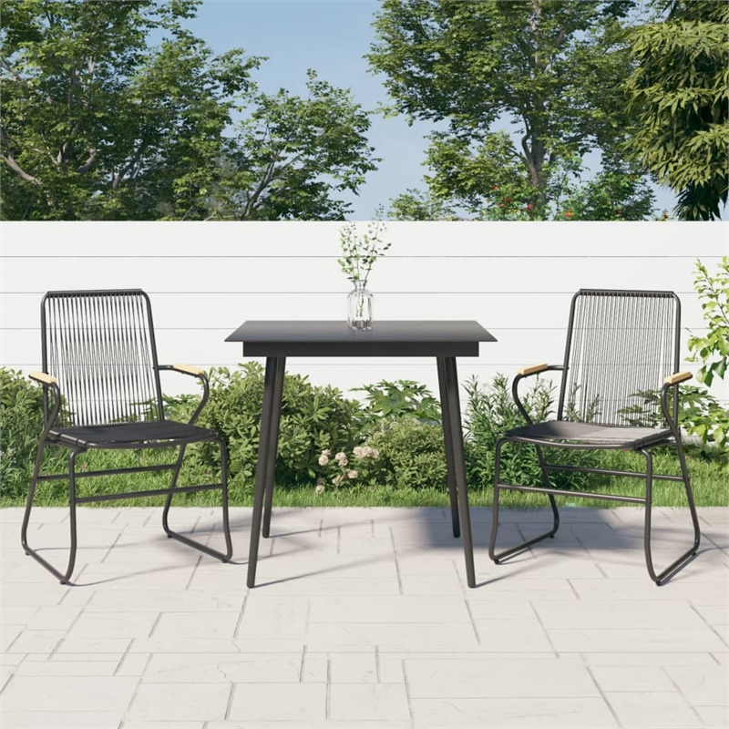 Afuera Living Contemporary Synthetic PVC Garden Dining Set in Black