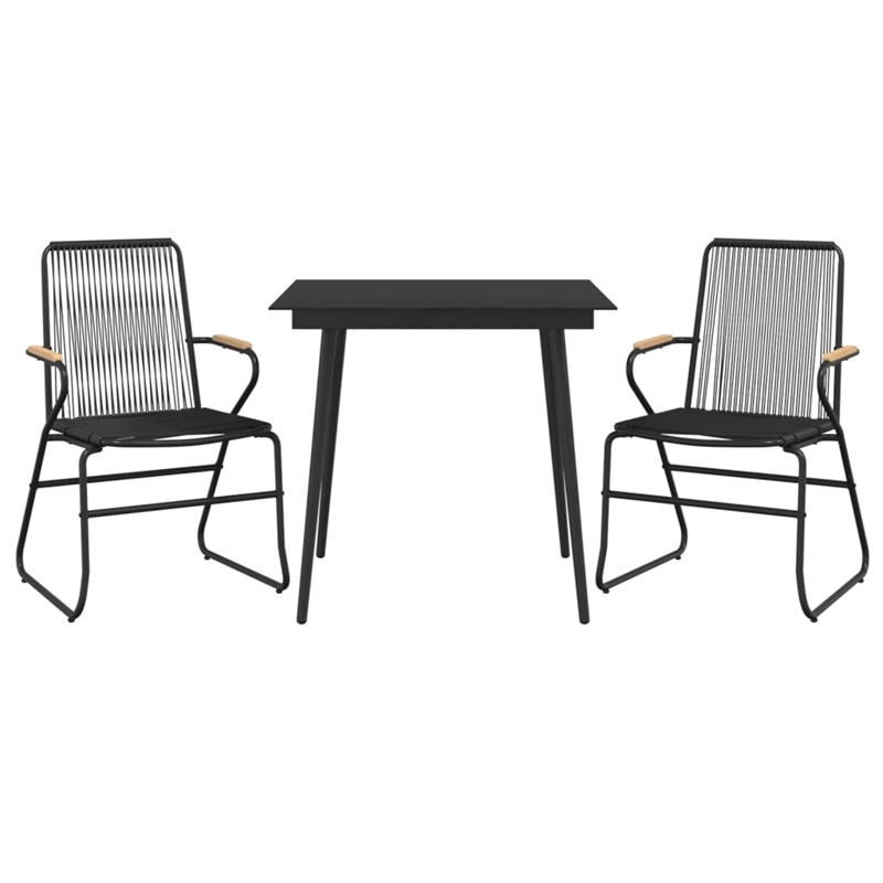 Afuera Living Contemporary Synthetic PVC Garden Dining Set in Black