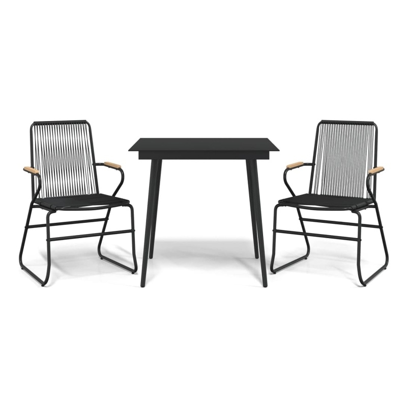 Afuera Living Contemporary Synthetic PVC Garden Dining Set in Black