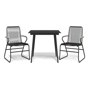 Afuera Living Contemporary Synthetic PVC Garden Dining Set in Black