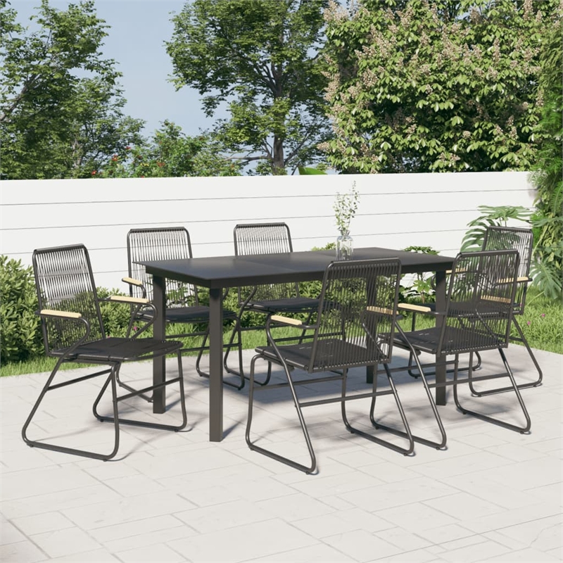 Afuera Living Contemporary Synthetic PVC Garden Dining Set in Black