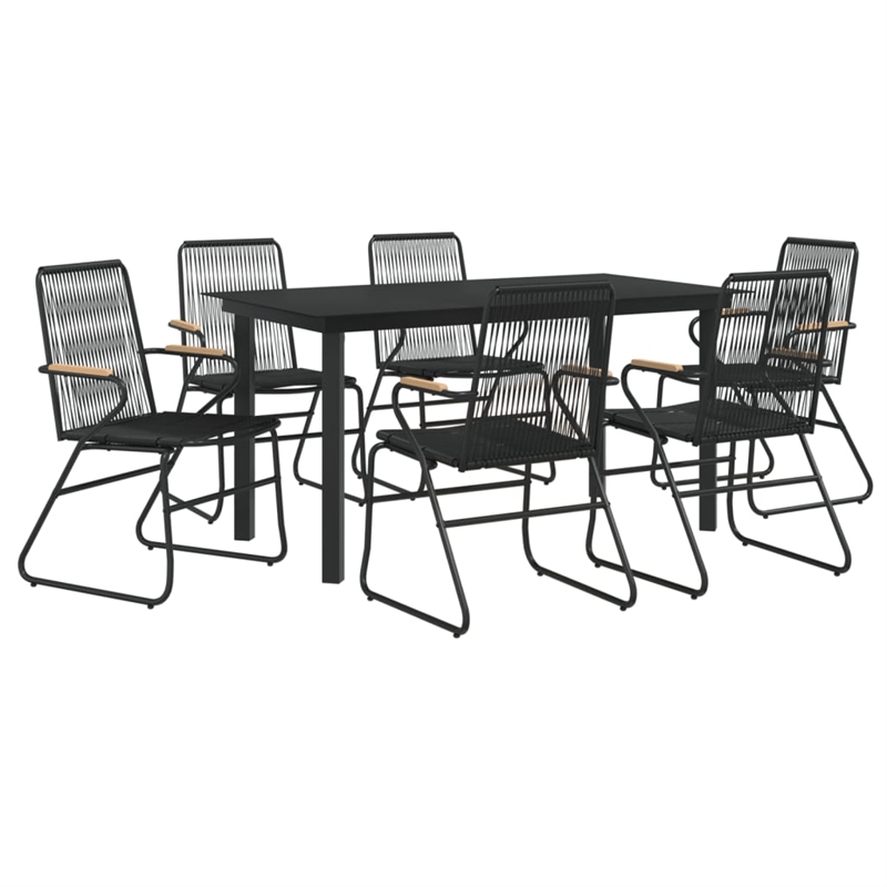 Afuera Living Contemporary Synthetic PVC Garden Dining Set in Black