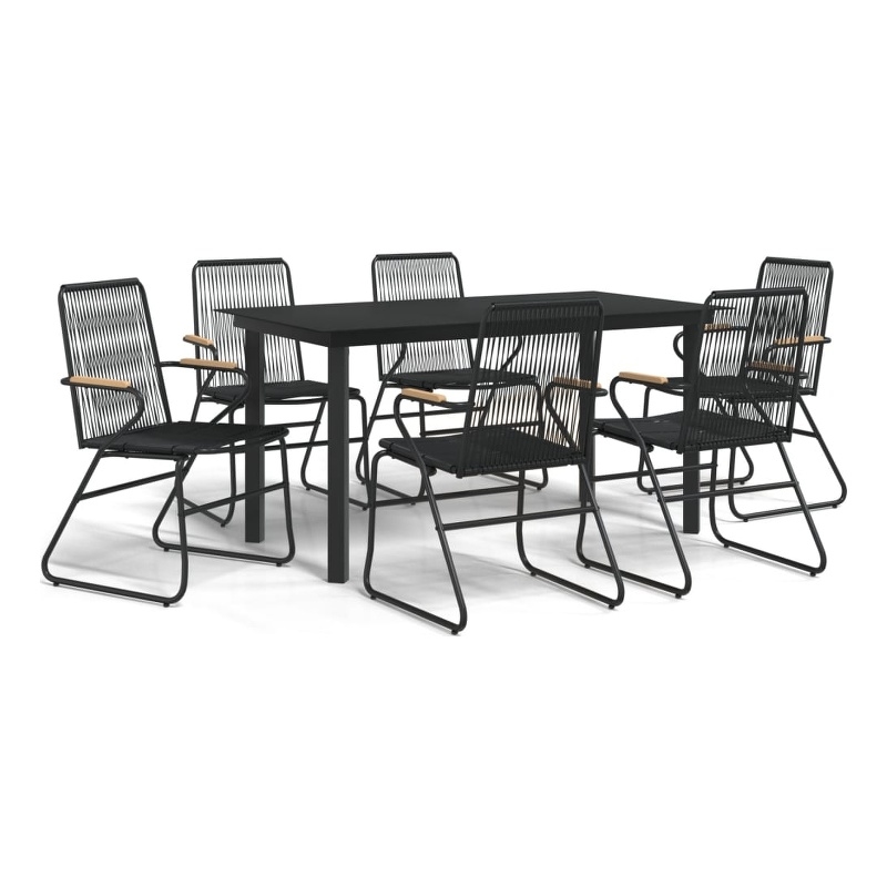 Afuera Living Contemporary Synthetic PVC Garden Dining Set in Black