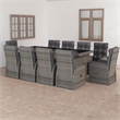 Afuera Living Contemporary Synthetic Poly Rattan 11PC Garden Dining Set in Gray