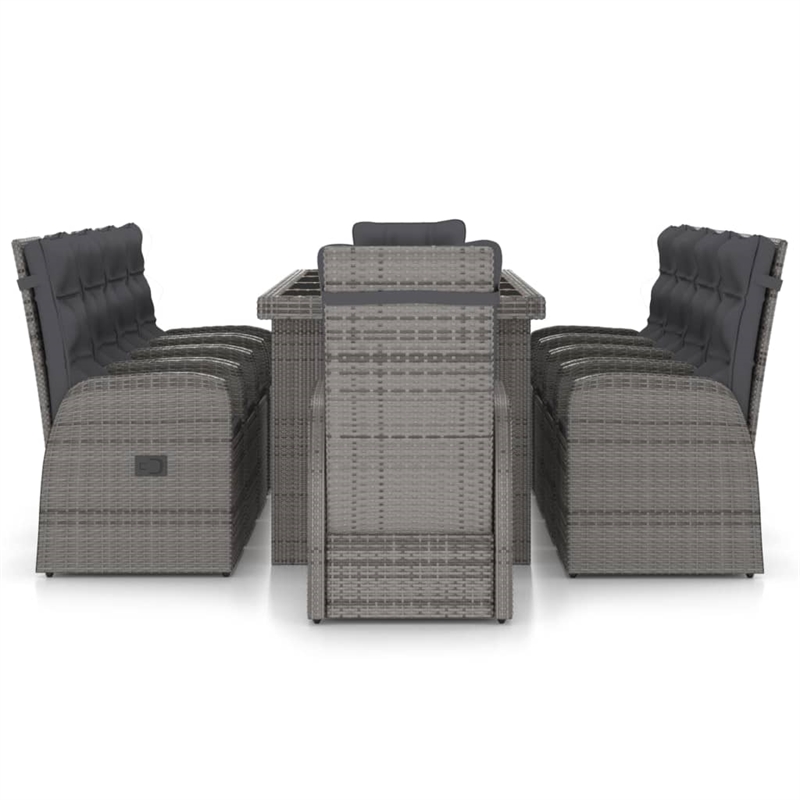 Afuera Living Contemporary Synthetic Poly Rattan 11PC Garden Dining Set in Gray