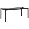 Afuera Living Contemporary Synthetic Poly Rattan Garden Dining Set in Black