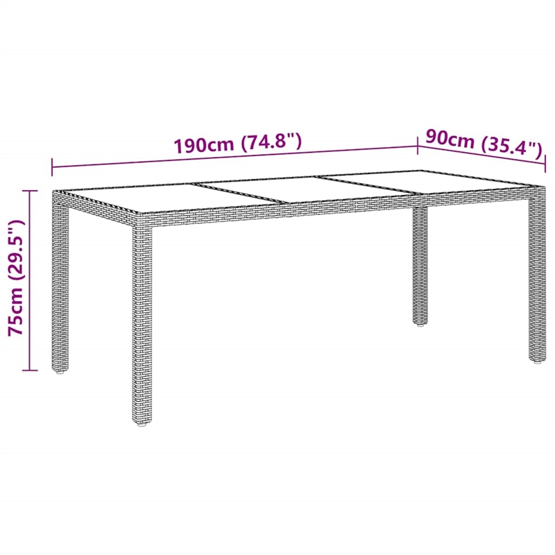 Afuera Living Contemporary Synthetic Poly Rattan Garden Dining Set in Black