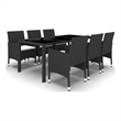 Afuera Living Contemporary Synthetic Poly Rattan Garden Dining Set in Black