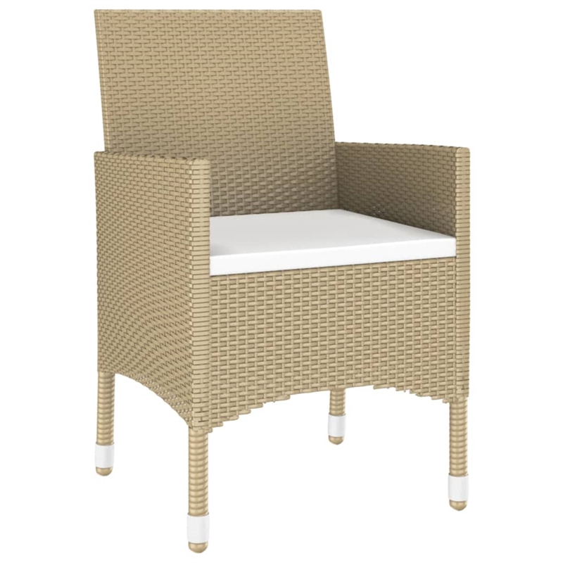 Afuera Living Contemporary Synthetic Poly Rattan Garden Dining Set in Beige