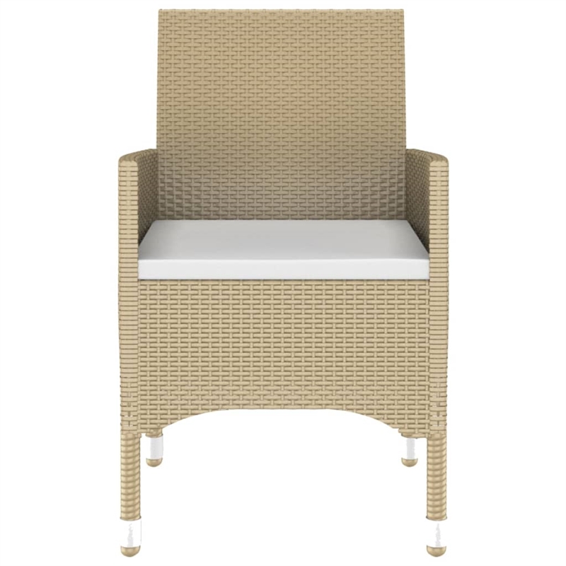 Afuera Living Contemporary Synthetic Poly Rattan Garden Dining Set in Beige