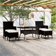 Afuera Living Contemporary Synthetic Poly Rattan Garden Dining Set in Black