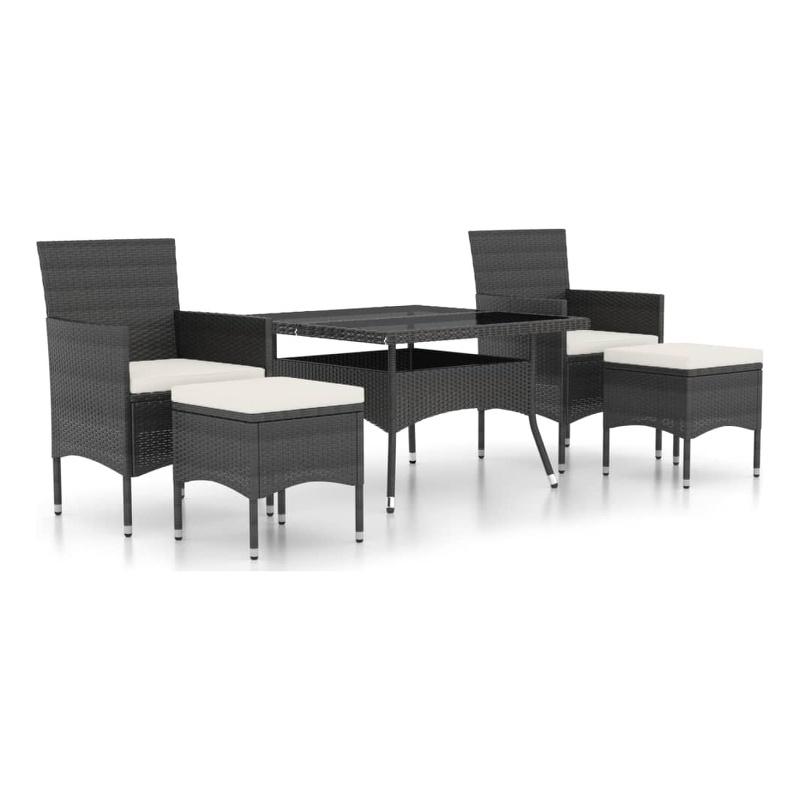 Afuera Living Contemporary Synthetic Poly Rattan Garden Dining Set in Black