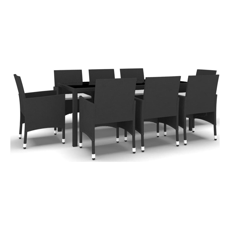 Afuera Living Contemporary Synthetic Poly Rattan Garden Dining Set in Black