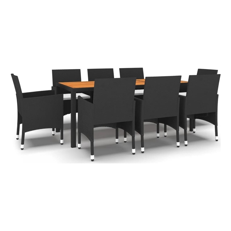 Afuera Living Contemporary Synthetic Poly Rattan Garden Dining Set in Black