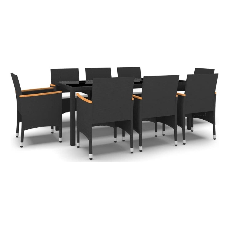 Afuera Living Contemporary Synthetic Poly Rattan Garden Dining Set in Black