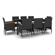 Afuera Living Contemporary Synthetic Poly Rattan Garden Dining Set in Black