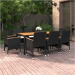 Afuera Living Contemporary Synthetic Poly Rattan Garden Dining Set in Black