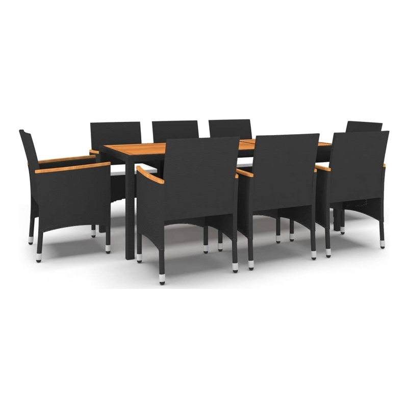 Afuera Living Contemporary Synthetic Poly Rattan Garden Dining Set in Black