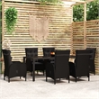Afuera Living Contemporary Synthetic Poly Rattan Garden Dining Set in Black