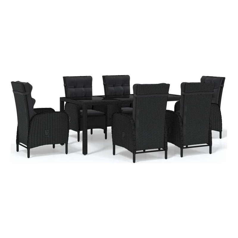 Afuera Living Contemporary Synthetic Poly Rattan Garden Dining Set in Black