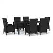 Afuera Living Contemporary Synthetic Poly Rattan Garden Dining Set in Black