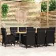 Afuera Living Contemporary Synthetic Poly Rattan Garden Dining Set in Black