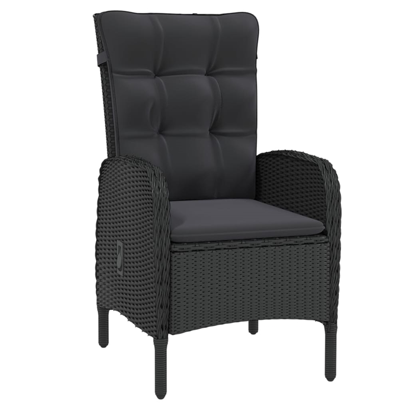 Afuera Living Contemporary Synthetic Poly Rattan Garden Dining Set in Black