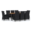 Afuera Living Contemporary Synthetic Poly Rattan Garden Dining Set in Black