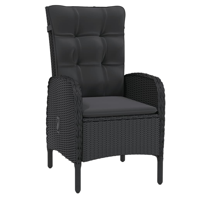 Afuera Living Contemporary Synthetic Poly Rattan Garden Dining Set in Black