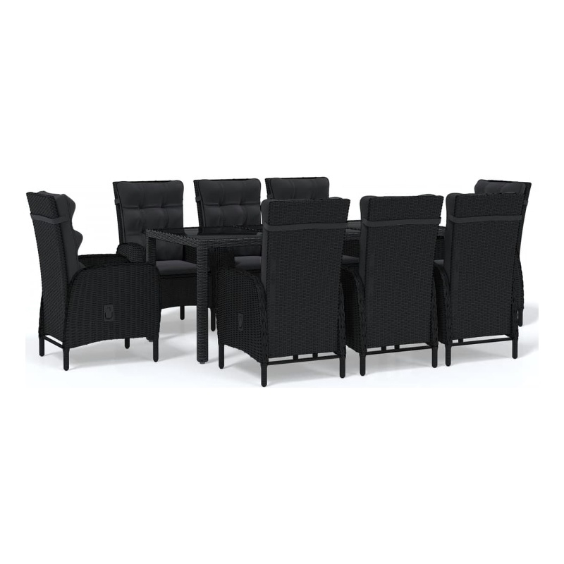 Afuera Living Contemporary Synthetic Poly Rattan Garden Dining Set in Black