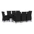Afuera Living Contemporary Synthetic Poly Rattan Garden Dining Set in Black